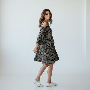 Caroline Rose snake print metallic textured tunic top/ dress